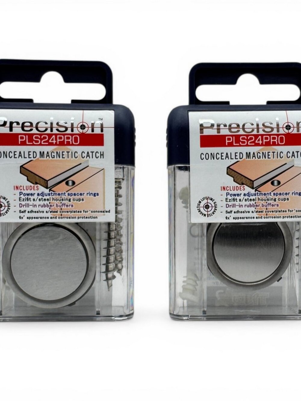 2 Pack Precision Lock PLS24PRO Concealed Magnetic Catch - Silver